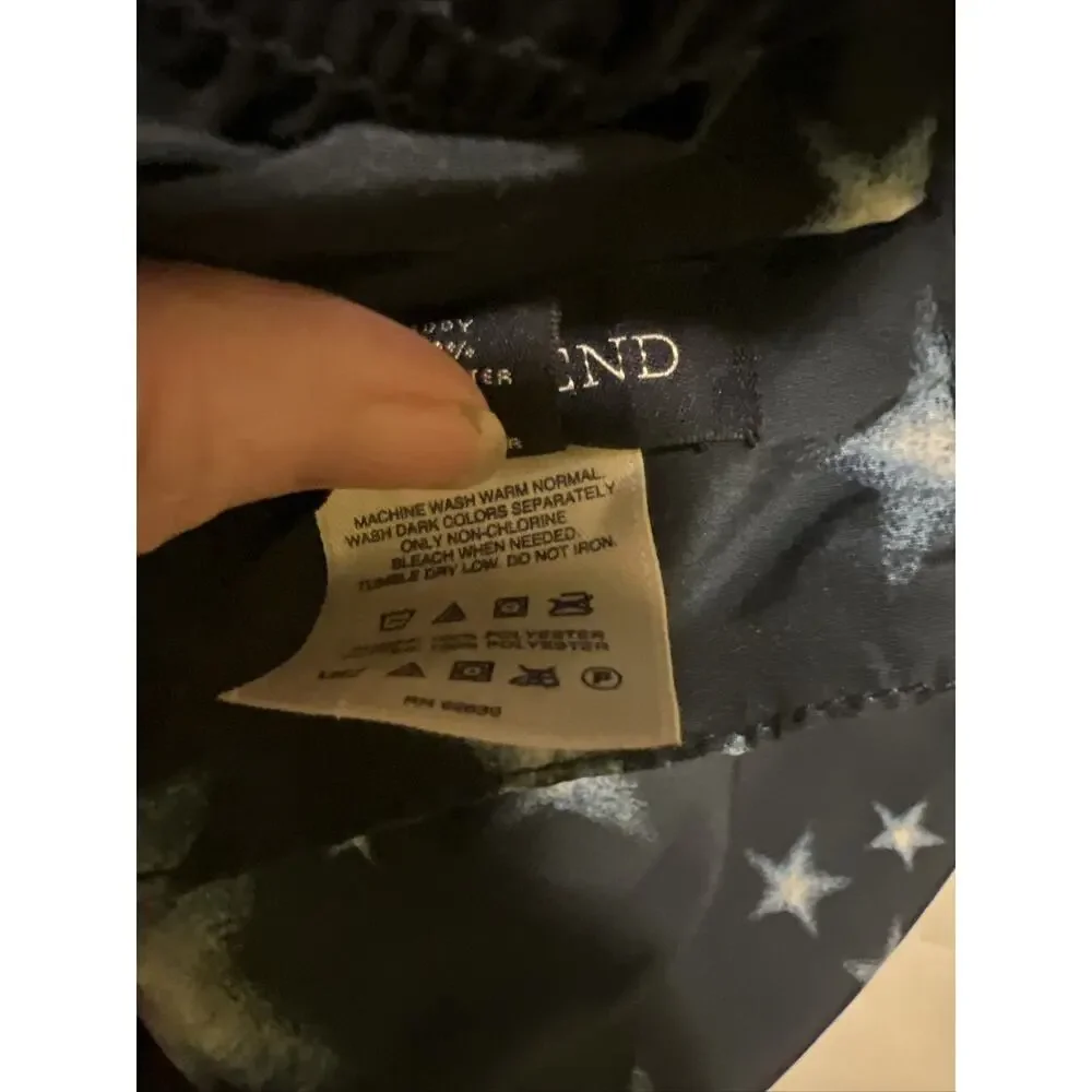Lands End Men's Swim Short Trunks Sz XL Blue, Red, White Stars Liner & Pockets